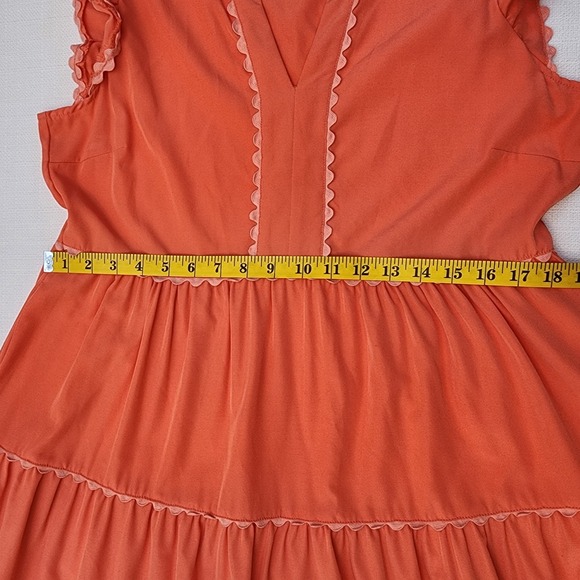 Mary Square Women's Sleeveless Tiered Maxi Dress Orange Sz. M - Picture 7 of 10